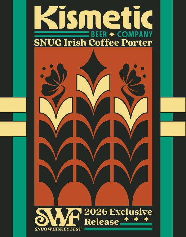Kismatic Beer Company SNUG Irish Coffee Porter label with decorative patterns and text