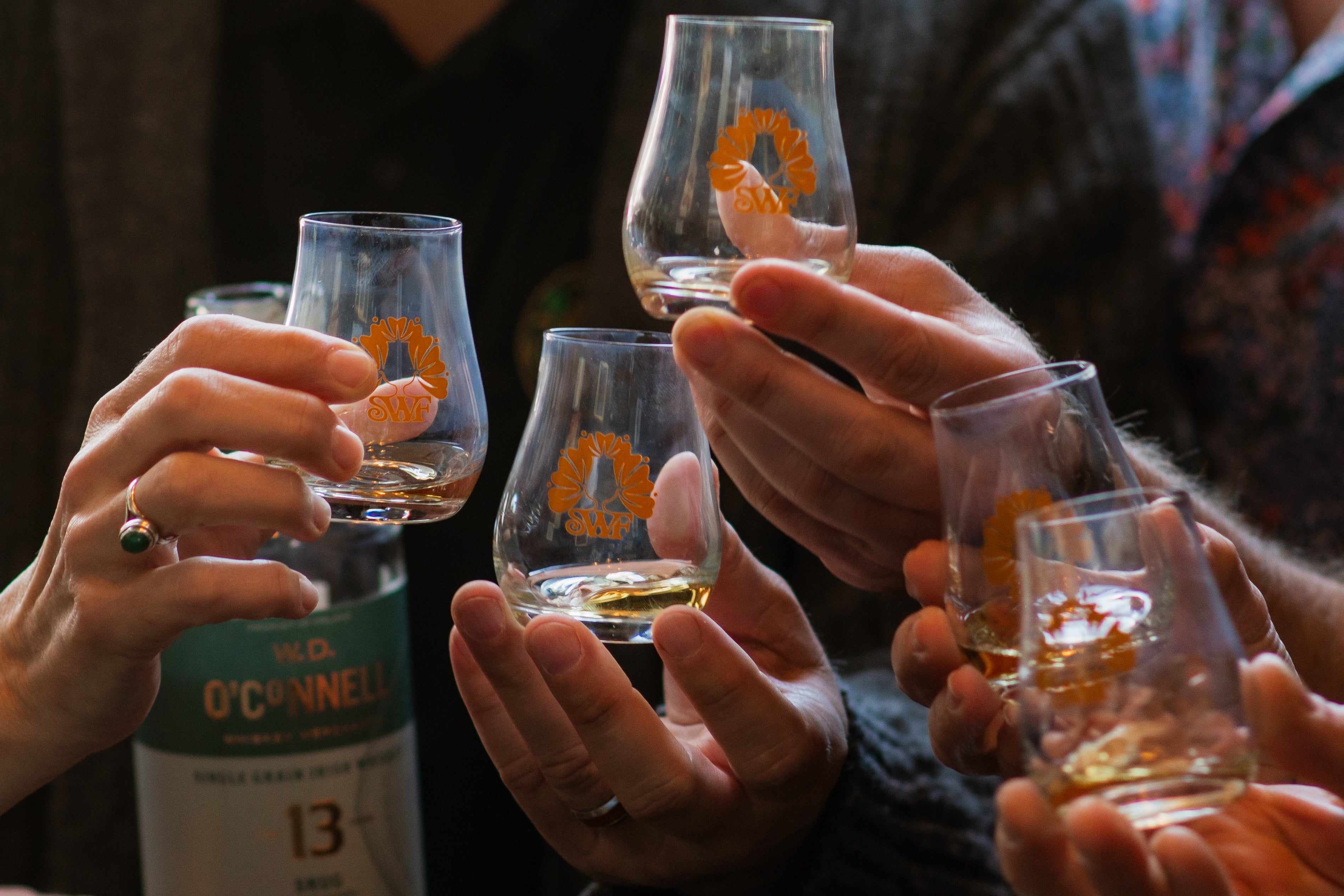 Túath Cruit tasting glasses for Snug Whiskey Fest